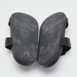 Pre Owned Valentino Black Leather Studded Flat Sandals Size 45