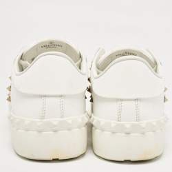 Pre Owned Valentino White Leather Rockstud Low Top Sneakers Size 40
