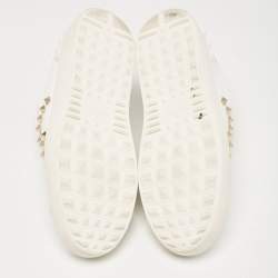 Pre Owned Valentino White Leather Rockstud Low Top Sneakers Size 40