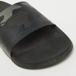 Valentino Black Camo Print Rubber Flat Pool Slides Size 45