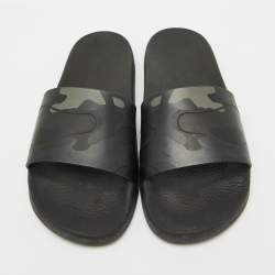 Valentino Black Camo Print Rubber Flat Pool Slides Size 45
