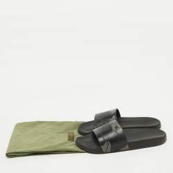 Valentino Black Camo Print Rubber Flat Pool Slides Size 45