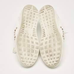 Pre Owned Valentino White Leather Rockstud Untitled Sneakers Size 43