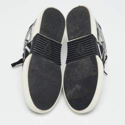 Pre Owned حذاء رياضي فالنتينو VL7N جلد وكانفاس رصاصي/أبيض بعنق منخفض مقاس 42