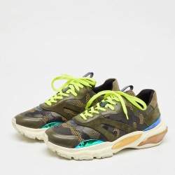 Valentino Green Suede and Leather Camouflage Sneakers Size 43 