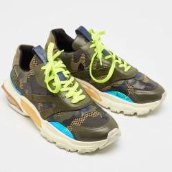 Valentino Green Suede and Leather Camouflage Sneakers Size 43 