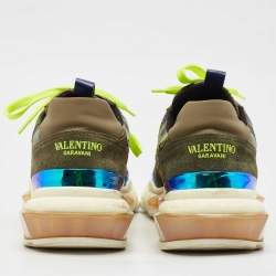 Valentino Green Suede and Leather Camouflage Sneakers Size 43 