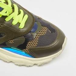 Valentino Green Suede and Leather Camouflage Sneakers Size 43 