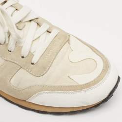 Pre Owned Valentino Grey/White Leather and Suede Rockrunner Low-Top Sneakers Size 42