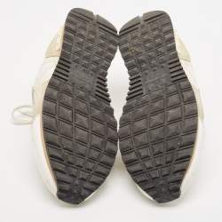 Pre Owned Valentino Grey/White Leather and Suede Rockrunner Low-Top Sneakers Size 42