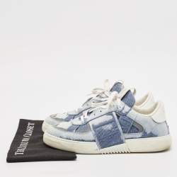 Valentino Blue/White Leather and Canvas VL7N Sneakers Size 40