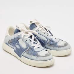 Valentino Blue/White Leather and Canvas VL7N Sneakers Size 40