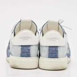 Valentino Blue/White Leather and Canvas VL7N Sneakers Size 40