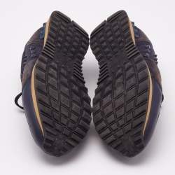 Valentino Navy Blue Suede And Leather Rockrunner Low Top Sneakers Size 44