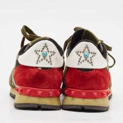 مملوكة مسبقًا Valentino Multicolor Camo Leather and Suede Rockrunner Sneakers Size 41