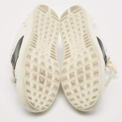 Pre Owned Valentino White/Dark Green Leather Open Sneakers Size 39