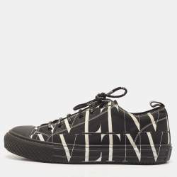 Valentino Black/White Canvas VLTN TIMES Giggies Lace Up Sneakers Size 42