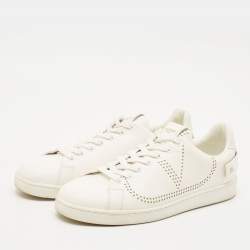 Pre Owned Valentino White Leather Backnet Sneakers Size 43