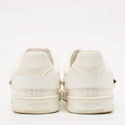 Pre Owned Valentino White Leather Backnet Sneakers Size 43