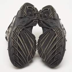 Pre Owned Valentino Black/Grey Leather and Mesh MS-2960 Sneakers Size 43