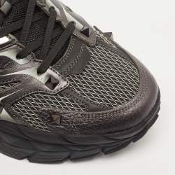 Pre Owned Valentino Black/Grey Leather and Mesh MS-2960 Sneakers Size 43