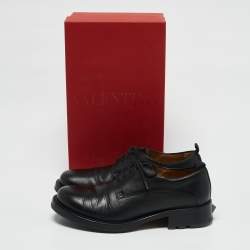Valentino Black Leather Roman Stud Derby Size 43