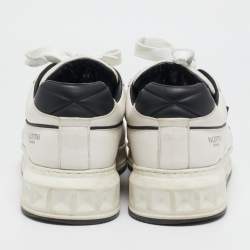 Valentino White/Grey Leather One Stud Low Top Sneakers Size 43