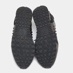 Valentino Black/Metallic  Leather and Suede Rockrunner Sneakers Size 42