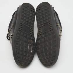 Valentino Black Leather Rockstud Untitled Low Top Sneakers Size 43