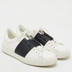Valentino White/Black Leather Open Sneakers Size 43