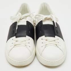 Valentino White/Black Leather Open Sneakers Size 43