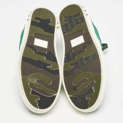 Valentino Green/White Suede and Leather Flycrew Lace Up Sneakers Size 42