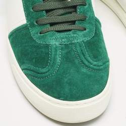 Valentino Green/White Suede and Leather Flycrew Lace Up Sneakers Size 42