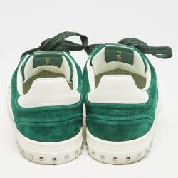 Valentino Green/White Suede and Leather Flycrew Lace Up Sneakers Size 42