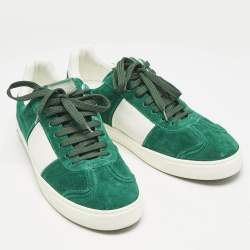 Valentino Green/White Suede and Leather Flycrew Lace Up Sneakers Size 42