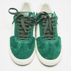 Valentino Green/White Suede and Leather Flycrew Lace Up Sneakers Size 42