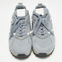 Valentino Blue Mesh and Suede Rockrunner Sneakers Size 40.5