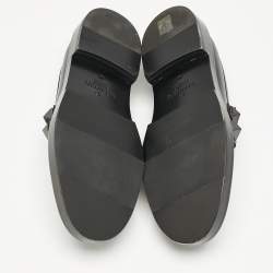 Valentino Black Leather VLogo Slip On Loafers Size 44