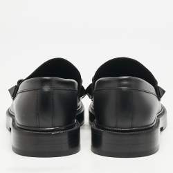 Valentino Black Leather VLogo Slip On Loafers Size 44