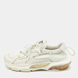 Valentino White Leather Bounce Lace Up Sneakers Size 43