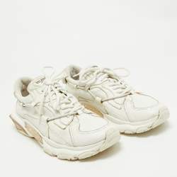 Valentino White Leather Bounce Lace Up Sneakers Size 43