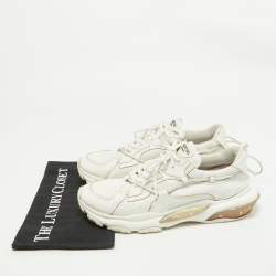 Valentino White Leather Bounce Lace Up Sneakers Size 43