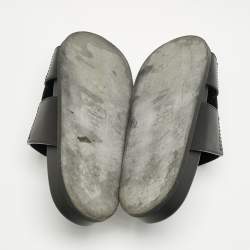 Valentino Black Leather VLogo Flat Slides Size 45