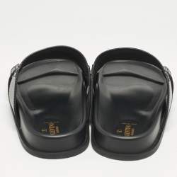 Valentino Black Leather VLogo Flat Slides Size 45