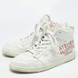 Pre Owned Valentino White Leather Atelier High Top Sneakers Size 43