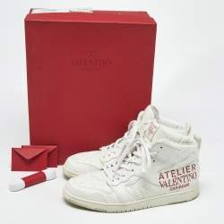 Pre Owned Valentino White Leather Atelier High Top Sneakers Size 43