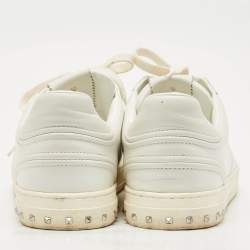 Pre Owned Valentino White Leather Upvillage Low Top sneakers Size 45