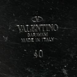 Pre Owned Valentino Black Leather VLogo Flat Slides Size 40