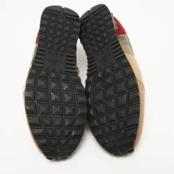 Pre Owned Valentino Multicolor Camouflage Leather and Suede Rockrunner Lace Up Sneakers Size 45