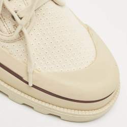 Pre Owned Valentino Beige Embroidered Fabric Low Top Sneakers Size 41